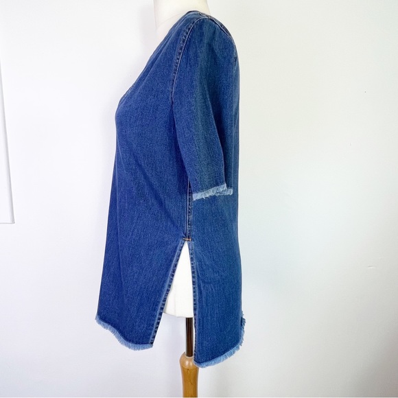 River Island Light Blue Denim V-neck Short Sleeve Tunic Top UK Size 8 - Picture 5 of 8